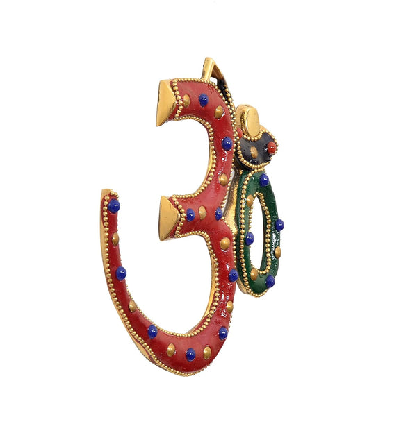 Brass OM Wall Hanging Sculpture (Height: 5 Inch) Study Setting