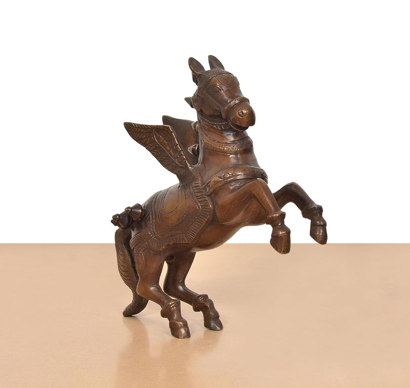 Brass Flying Horse with Wings – Majestic Decorative Showpiece (Height: 9 Inch)