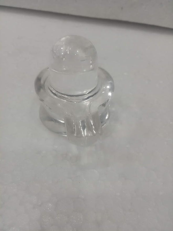 Crystal Shiva Lingam Showpiece, Standard, Transparent Height 2 Inch Mandir Setting