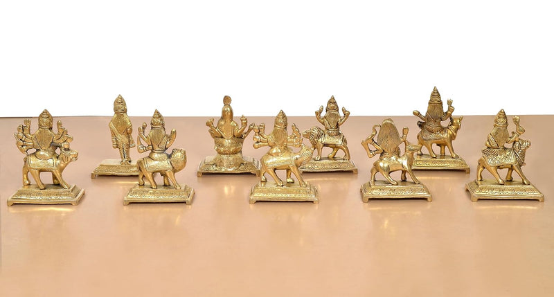 Brass Navdurga Idol (Height: 4.5 Inch)