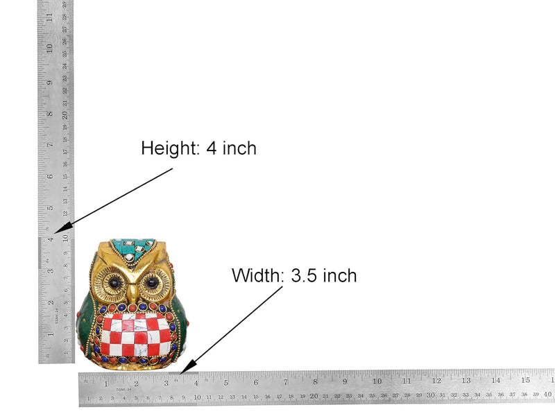 Metal Owl Bird Decorative Showpiece statue Height 4" Inch)