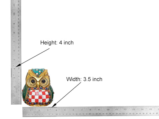 Metal Owl Bird Decorative Showpiece statue Height 4" Inch)