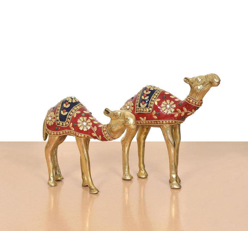 Brass Camel Figurine Pair Showpiece (Height : 7 inch)