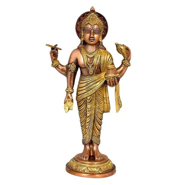 Brass Dhanvantri The Physician of Gods (Height:15.5 Inches) Mandir Setting