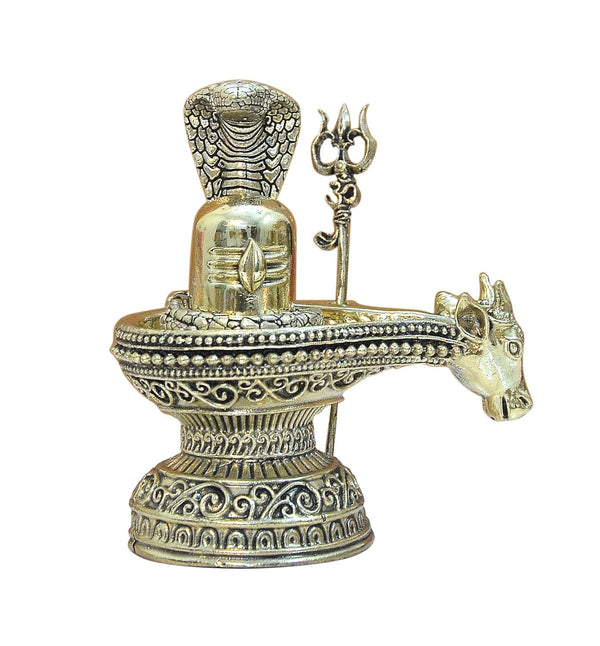 Superfine Brass Shivling with Naag and Nandi Figurine Prefect for Home Mandir (Height: 4 inch) Entryway Setting