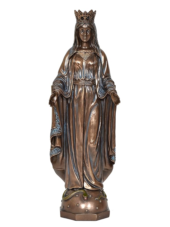 Resin Statue of Mother Mary Jesus Statue Christian Religious for Home Decor Height 11 Inch Craft Detail