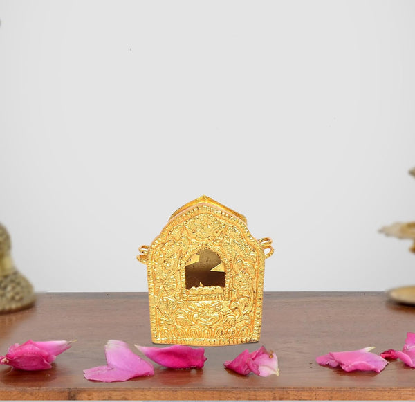 Metal Tibetan Buddhist Small Gau Box (Height 2 Inch) Mandir Setting