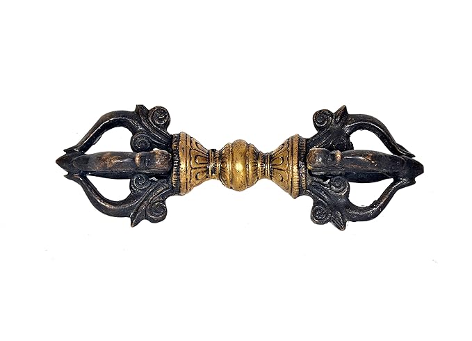 Brass Tibetan Buddhist Five Pronged Dorje (Length: 15 cm)