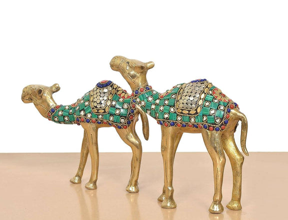 Brass Camel Figurine Showpiece Pair (Height : 7 inch)