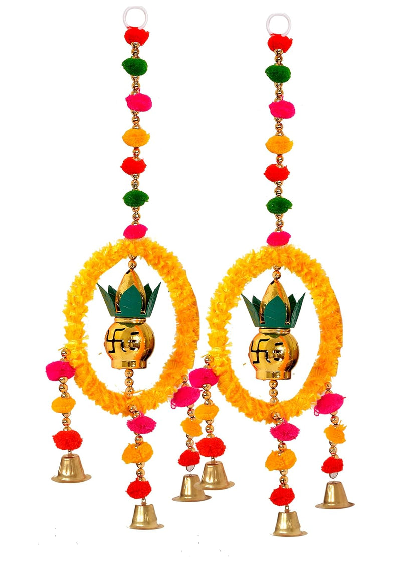 Kalash for Door Entrance with Bells Door Hangings Pair for Home Decor Diwali Decor Diwali Home Decoration Door Hangings for Entrace Door (Height: 16 Inch)