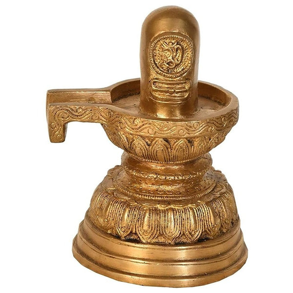 Brass Shiva Linga, Height: 6.5" Mandir Setting