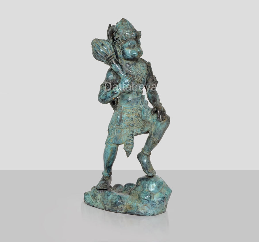 Vintage Indonesian Bronze Hanuman Ji Standing Statue (Height: 12 Inches) Craft Detail