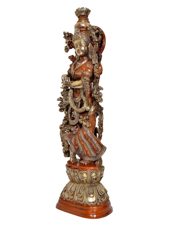 Brass Radha - Big Size - Radha Rani Murti Idol Statue Sculpture for Home Decor Office Pooja Mandir (Height 29 inch) Study Setting