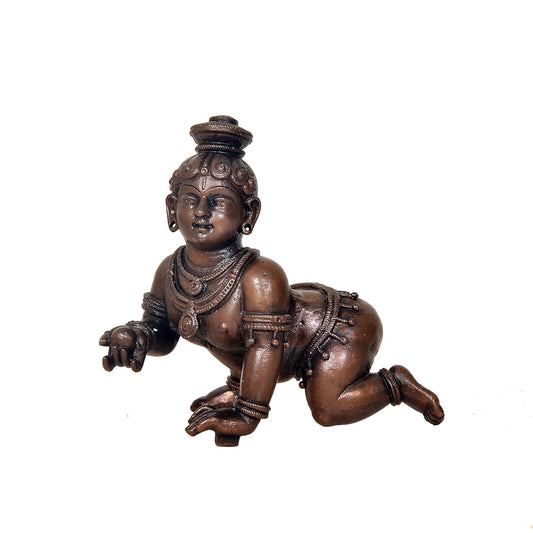 Copper Lord Bal Gopal Krishna Laddu Gopal Idol (Height 4 Inch)