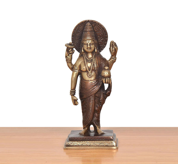 Brass Dhanvantri The Physician of God Statue (Height 8 Inch) Study Setting