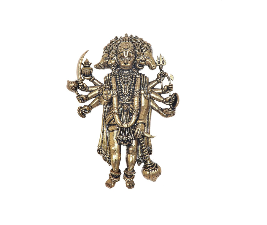 Superfine Brass Standing Panchmukhi Hanuman Wall Hanging Idol Ten Armed (Height :4 Inch) Craft Detail