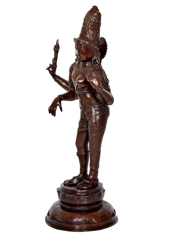 Brass Shiva and Parvati (Ardhanarishvara) - Brass Statue Idol Murti (Height : 26.5 inch) Study Setting