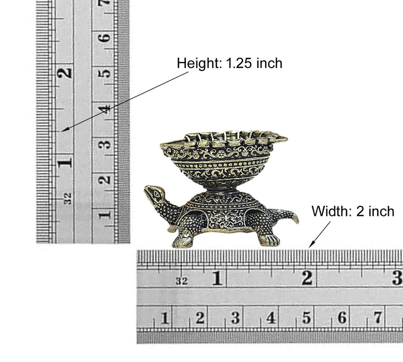 Bronze Tortoise with Oil Lamp Diya (Height: 3 CM)