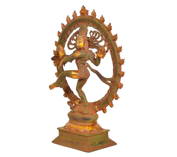 Brass Natraj Lord Shiva Dancing Idol (Height: 13 Inch) Study Setting