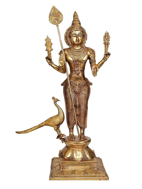 Brass Lord Kartikeya Ji (Height 23.5 Inches) Mandir Setting