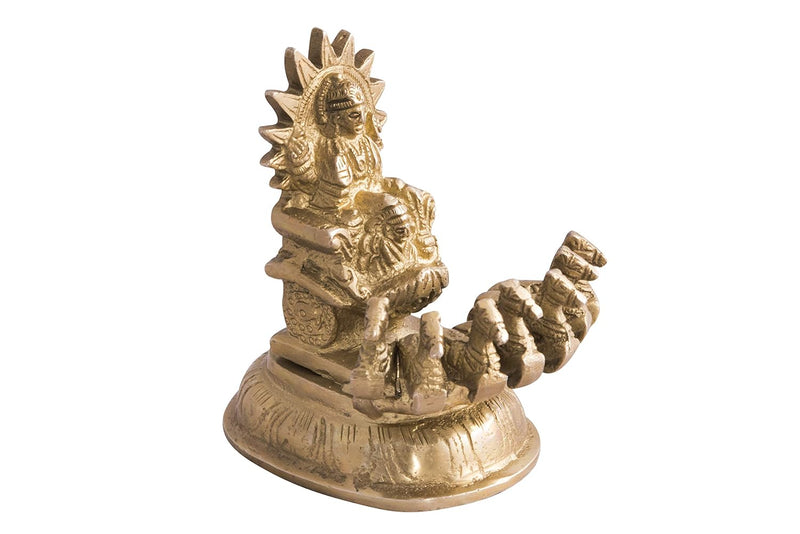 Brass Surya Dev Rath Chariot (Height 3.8-inch) Golden