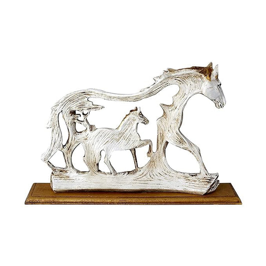 Polyresin White Horse in Horse Showpiece (Height: 8 Inches)