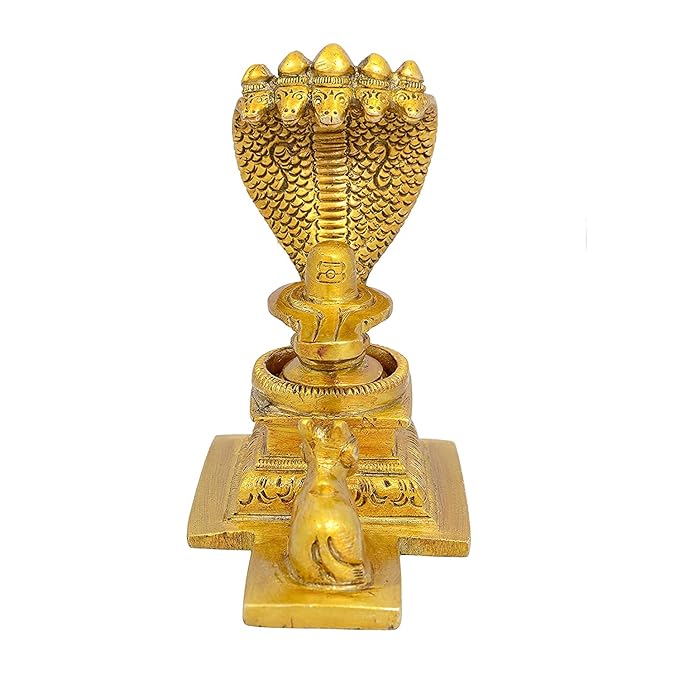 Brass Shiv Ling/Shiva Linga with Nandi (Gold, Height 4.6 Inch) Craft Detail