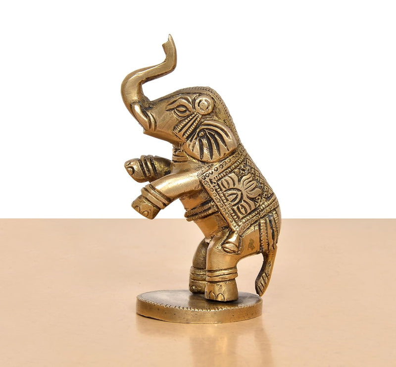 Brass Elephant Figurine (Height 4 Inch)