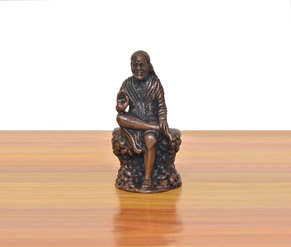 Copper Shirdi Sai Baba Statue (Height: 2.5 Inches) Study Setting