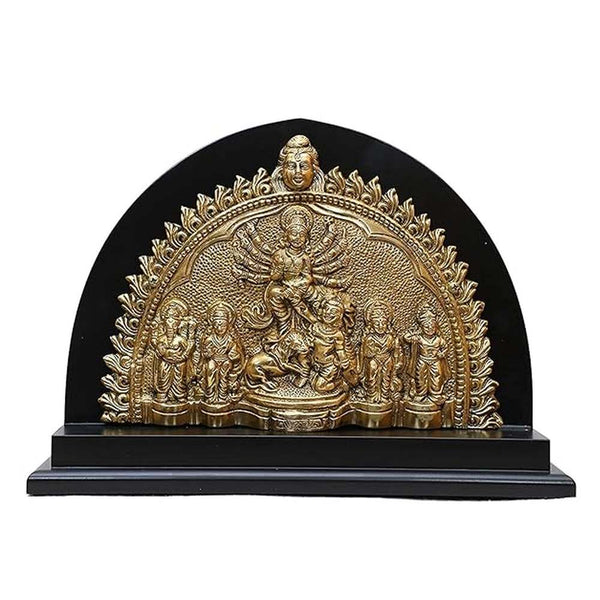 Goddess Ekchala durga Partima Brass Statue with Wood Base Wall Sculpture Wall Hanging Height 8 inches Mandir Setting