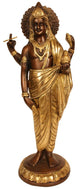Brass Brown Gold Dhanvantari Statue - The Physician of Gods (Height: 11.3 inch)