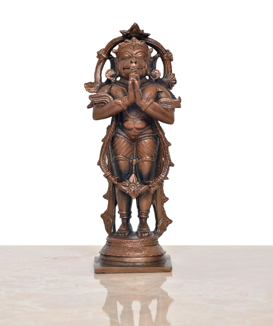 Copper Standing Hanuman Idol Statue (Height 5.5 Inch) Craft Detail