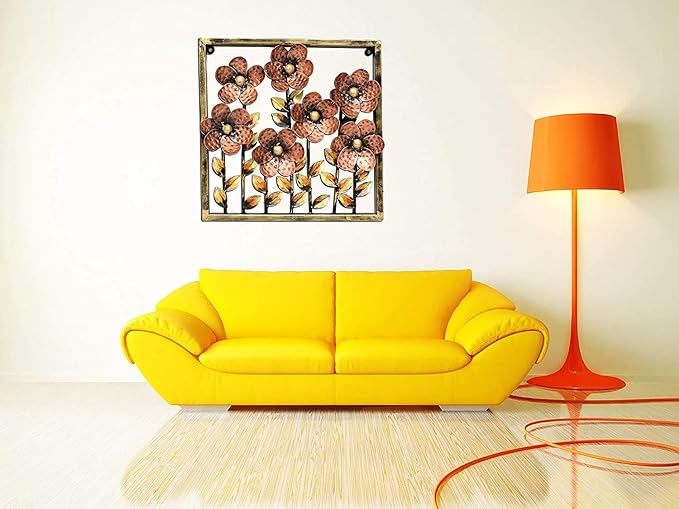 Iron Children Flower Drawing Wall Art (Height: 13 Inches)