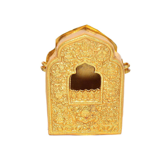 Metal Tibetan Buddhist Large Gau Box (Height 4 Inch)
