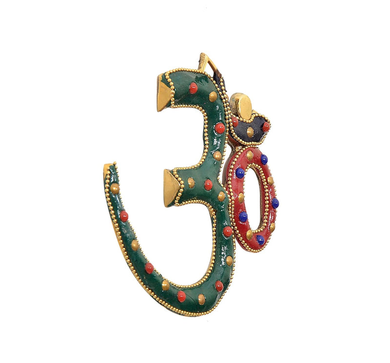 Brass OM Wall Hanging Sculpture (Height: 5 Inch) (Multicolor 2)