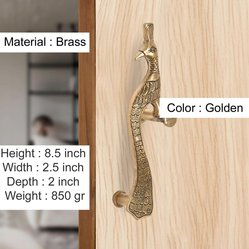Brass Peacock Design Door Handle Pair (Pack of 2) (Height : 8.5 inch)
