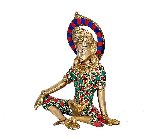 Brass Inder Indra Dev Idol Statue Murti, Height - 7.5 inches