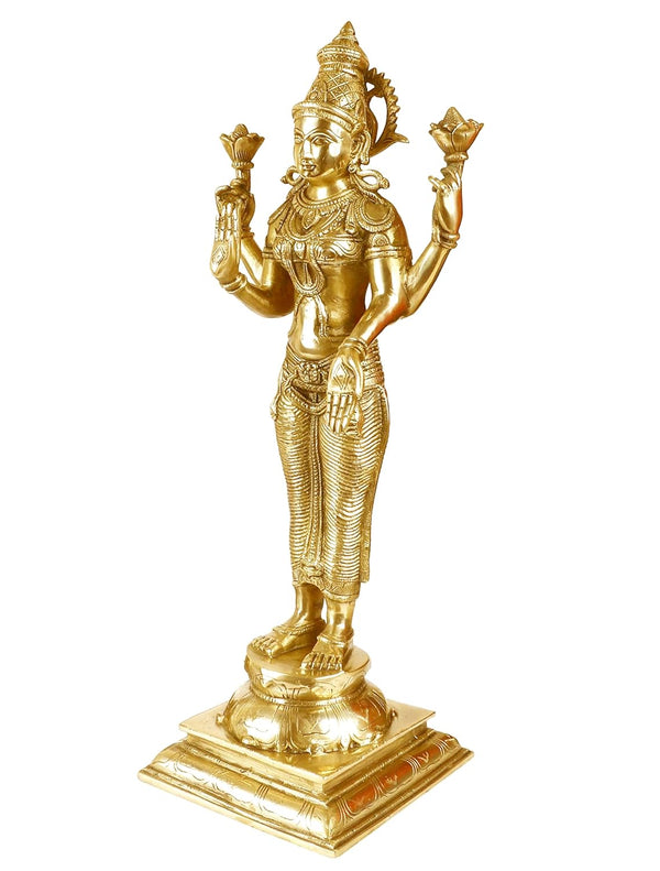 Brass Standing Lakshmi Goddess Laxmi for Home Pooja Home and Office Decor (Height: 20 Inch) Study Setting