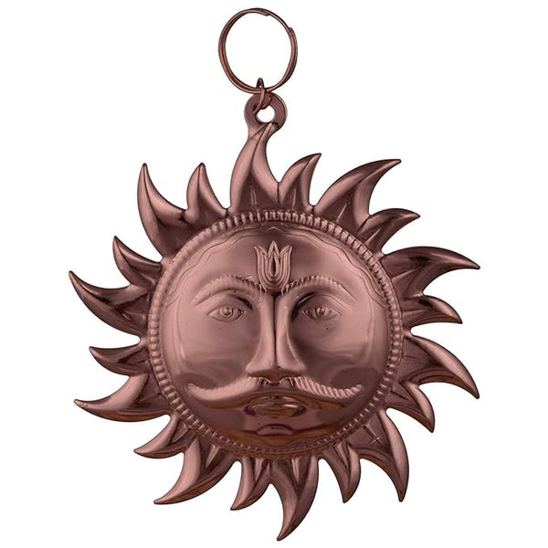 Copper Surya Narayan Yantra Wall Hanging (Diameter: 22cm) Mandir Setting