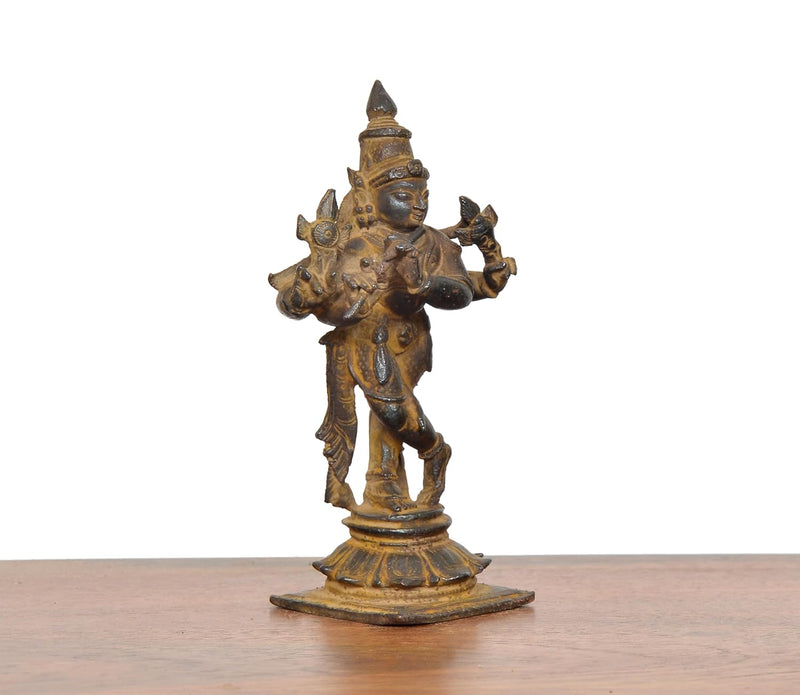 Copper Lord Krishna Idol (Height 4.5 Inch)