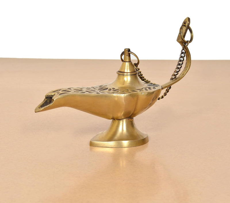 Brass Aladdin Magic Chiraag Genie Lamp Vintage Design (Height: 4 Inch)
