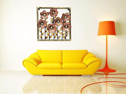 Iron Children Flower Drawing Wall Art (Height: 13 Inches)