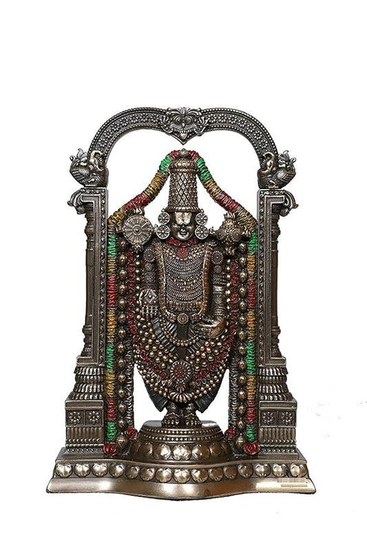 8-Inch Lord Venkateswara Balaji Idol - Premium Antique Bronze Finish Resin Statue for Home Mandir, Office Decor & Spiritual Gifting