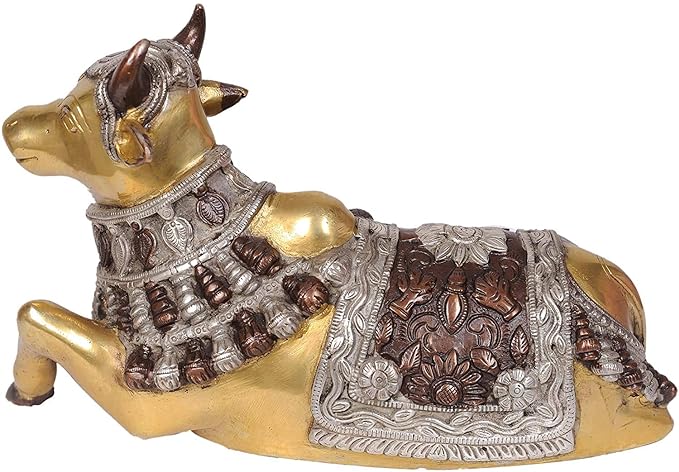 Brass Nandi-The Vehicle of Lord Shiva, Height: 6 Inch Craft Detail