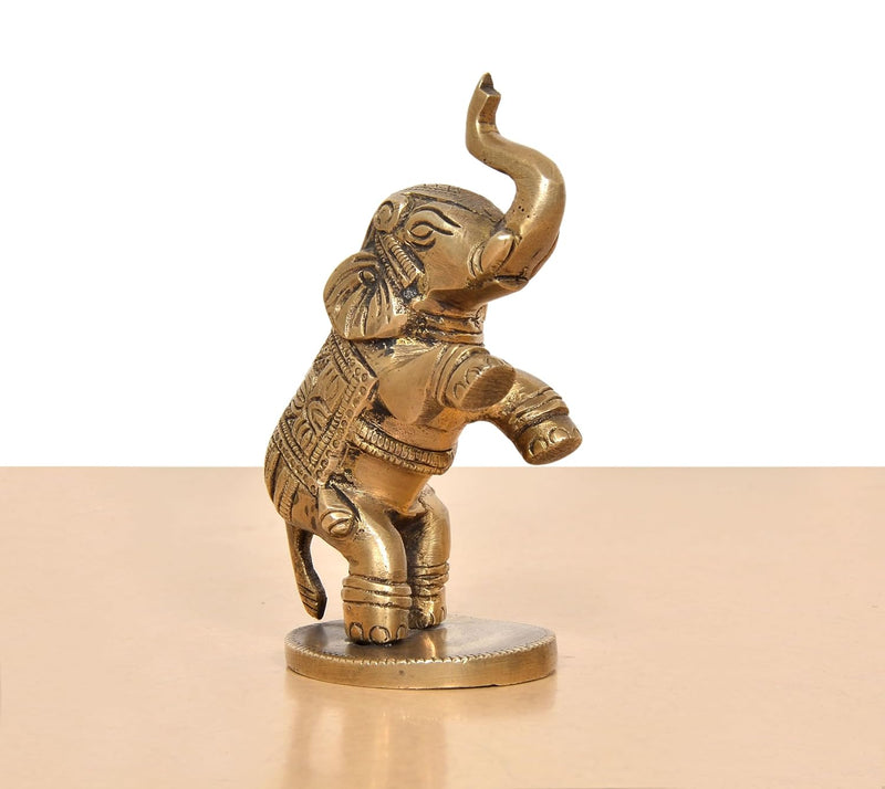 Brass Elephant Figurine (Height 4 Inch)