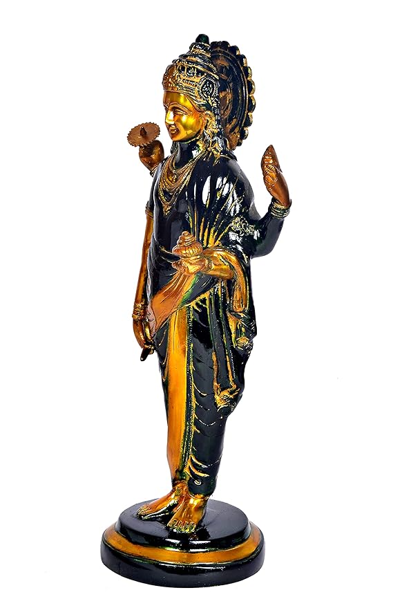 Brass Goddess Dhanvantari Statue (Height: 18.5 Inches) Study Setting