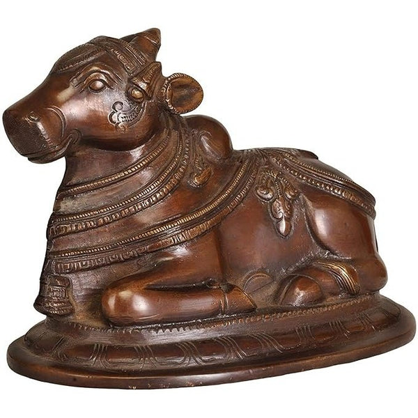 Brass Nandi-The Mount of Shiva, Height: 5.6 Inch Mandir Setting