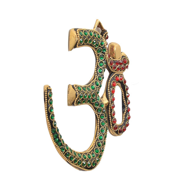 Brass OM Wall Hanging Sculpture (Height: 6 Inch) Multicolor Study Setting