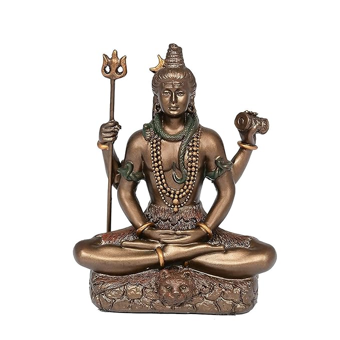 Bonded Bronze Lord Shiva in Siting Position for car dashboard (Height 3 Inch)