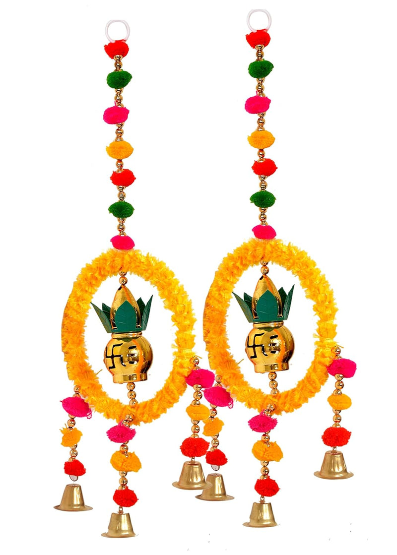 Kalash for Door Entrance with Bells Door Hangings Pair for Home Decor Diwali Decor Diwali Home Decoration Door Hangings for Entrace Door (Height: 16 Inch)